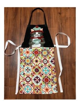 Tuxedo Cat Apron with Talavera Tiles